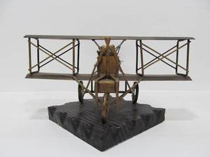 lot 129 image: Vintage Metal Bi-Plane Airplane Nail Sculpture Spain