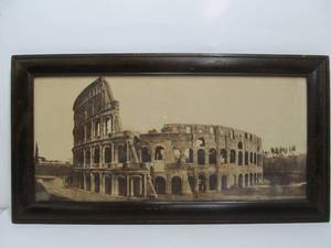 lot 134 image: Vintage Early Rome Coliseum Photograph Print Framed 29