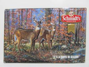 lot 192 image: Embossed Metal SCHMIDTS Beer Sign wDeer