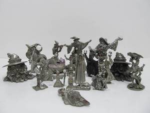 lot 196 image: Great Collection of Vintage etc Pewter Wizards Dragons etc