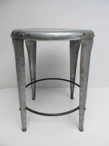 lot 180 image: Primitive Galvanized Metal Stool