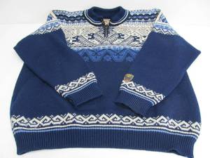 lot 221 image: Excellent DALE OF NORWAY Mens Blue Quarter Zip Wool Sweater - Size XL