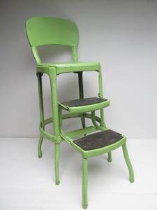 lot 257 image: Vintage Mid Century COSCO Kitchen Stepstool Chair - Lime Green