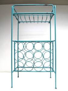 lot 258 image: Heavy Steel Turquoise Painted Wine Rack Shelf