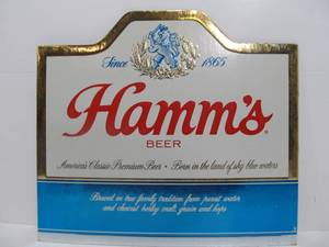lot 232 image: NOS Vintage HAMMS Advertising Embossed Display Sign