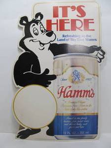 lot 233 image: Large NOS Vintage HAMMS Advertising Countertop Display Sign