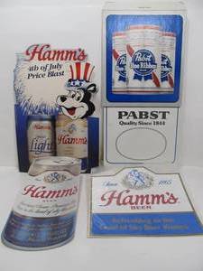 lot 235 image: NOS Hamms & Pabst Beer Signs