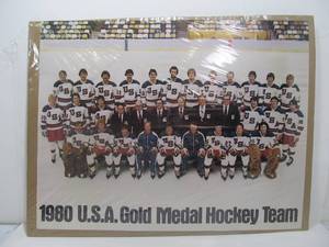lot 239 image: Vintage 1980 Volkswagen US Olympic Hockey Team Poster
