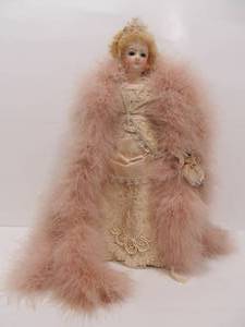 lot 243 image: Great Quality Handmade Signed Porcelain Doll wFancy Outfit