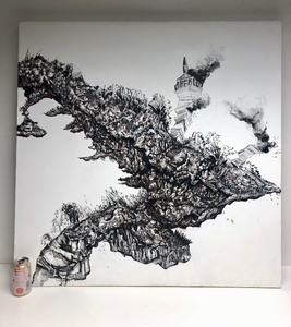 lot 276 image: Very Cool LARGE Original Surrealist Style Oil on Canvas Painting