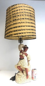 lot 273 image: Excellent Mid Century 1950s Figural Dancing Girl Table Lamp wOriginal Fiberglass Shade