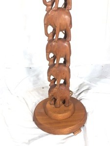 lot 277 image: Vintage Hand Carved Wooden Elephant Floor Lamp