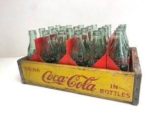 lot 310 image: Vintage Yellow COCA COLA Wooden Advertising Crate