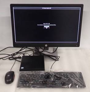 lot 2 image: HP EliteDesk 800 G3 DM 35W w E222 EliteDisplay plus Keyboard &amp Mouse  Intel Core I5-6500T CPU  2.50GHz  16GB DDR4 RAM  256GB SSD  Power Cords &amp Display Cord  NO OS  Front Two USB Ports are Non-Functioning