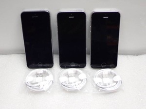lot 17 image: Lot of 3 Apple iPhones  SE w A9 CPU Carrier Verizon 16GB Storage Light Scratches front & back  i5s w A7 CPU Carrier AT&T 16GB Storage Dents on frame Sticky residue on back  i5s w A7 CPU Carrier AT&T 64GB Storage  3 Charging Cords Included