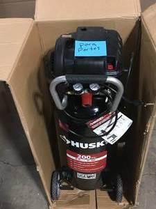 lot 6 image: Husky 20 Gal. 200 PSI Oil Free Portable Vertical Electric Air Compressor, Customer return, Review all pictures