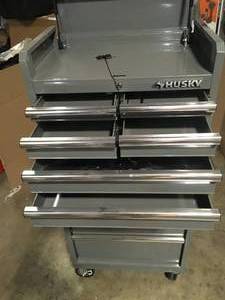 lot 22 image: Husky 27 in. 11-Drawer Tool Chest and Cabinet Combo in Glossy Gray