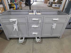 lot 44 image: allen  roth Brinkhaven 72-in American Gray Undermount Double Sink Bathroom Vanity