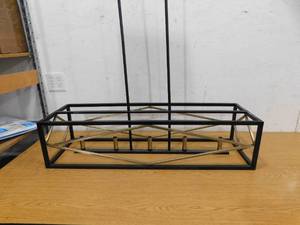 lot 46 image: Quoizel Platform 5-Light Black with Gold Transitional Linear Outdoor Kitchen Island Light