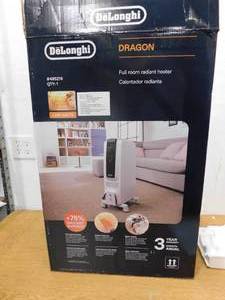 lot 64 image: DeLonghi 1500-Watt Oil-filled Radiant Tower Indoor Electric Space Heater with Thermostat