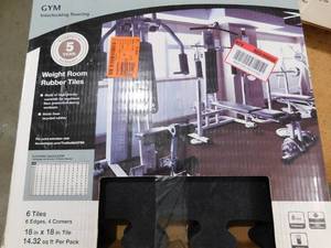 lot 87 image: (2) TrafficMaster Black with Blue Flecks 18 in. x 18 in. x 0.3 in. Rubber Gym Floor Tiles (6 TilesPack) (14.32 sq. ft.)