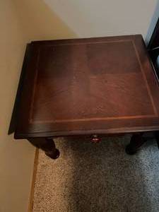 lot 11 image: Brown Wooden Bedside Table with Drawer
