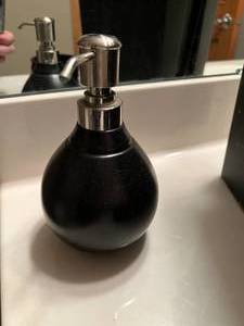 lot 30 image: Bathroom Accessory Lot, Trash Bins, Soap Dispenser, and More
