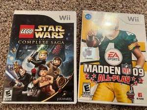 lot 23 image: Wii Games Lot Lego Star Wars, Super Smash Bros, Madden 09