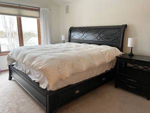 lot 41 image: Aspen Home Black King-Sized Sleigh Bed   Located Upstairs