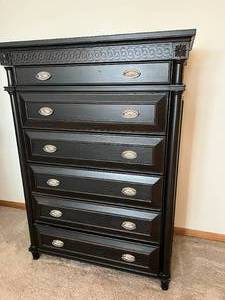 lot 45 image: Aspen Home Tall Black Dresser    Located Upstairs