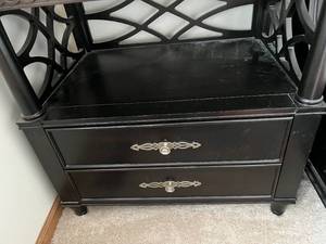 lot 44 image: Aspen Home Black Wood Bedside Table   (Matches Lot 43) Located Upstairs