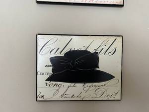 lot 75 image: Small Feminine Wood Plaques Bra, Shoe, and Hat