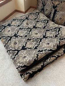 lot 97 image: Black and Gold King Sized Sleep Set Pillows, Comforter, Curtains