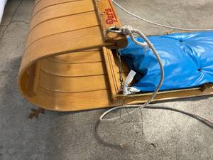 lot 166 image: Paris Vintage Wood Toboggan with Padded Seat