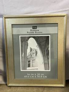 lot 136 image: Brass-Colored Picture Frame Pair
