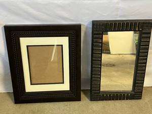 lot 137 image: Black Framed Mirror and Floating Picture Frame