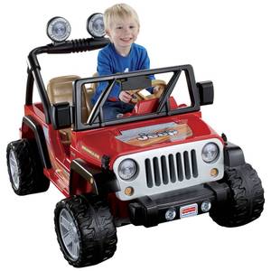 lot 1 image: New Power Wheels 12V Classic Red Jeep Wrangler Ride-On