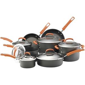 lot 84 image: Brand New Rachael Ray 14-Pc. Nonstick Hard-Anodized Aluminum Cookware Set