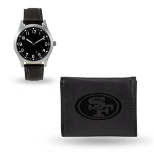 lot 87 image: NFL Mens Black Leather Wallet and Watch Gift Set San Francisco