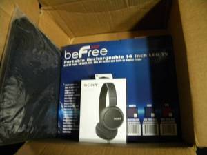 lot 159 image: New beFree Sound 14 HD Rechargeable Portable Digital TV with Accessories  Black