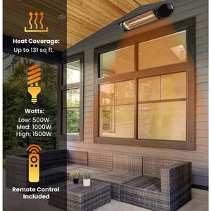 lot 147 image: New Hanover 35.4W Electric Carbon Infrared Heat Lamp with Remote Control - Black