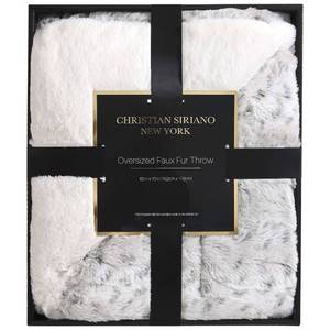 lot 170 image: New Christian Siriano Oversized Faux Fur Throw with Gift Box - Snow Leopard