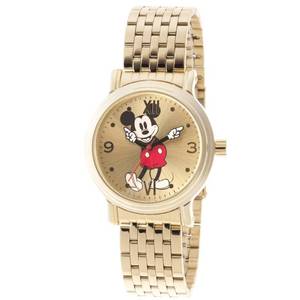 lot 171 image: New Disney Mickey Mouse Hands Sunray Goldtone Stainless Steel Watch