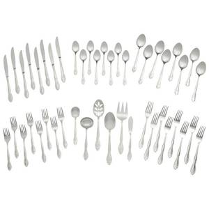 lot 181 image: New RiverRidge Home Products 46-Pc. Monogrammed Stainless Steel Flatware Set - Service for 8, Rose