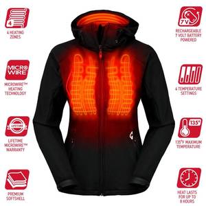lot 212 image: New Gerbing Womens Torrid 2.0 Heated Hooded Softshell Jacket with Battery Size Large