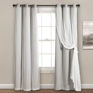 lot 211 image: Lush Decor Sheer Panels with Insulated Blackout Lining 76 x 120 Window Panel Pair