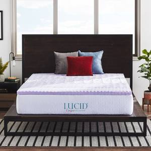 lot 221 image: New - Unopened Box Lucid Comfort Collection 2 Zoned Lavender Memory Foam Mattress Topper - Twin