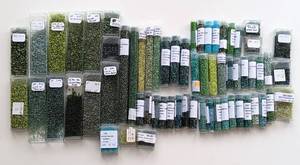 lot 36 image: Large Variety of Green Colored Seed Beads