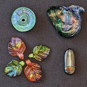 lot 48 image: Dichroic Glass Beads and Cabochons