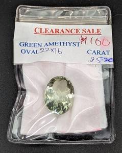 lot 95 image: 25 Carat Oval Green Amethyst Stone